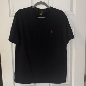 Polo by Ralph Lauren Black Short Sleeve Tee with Red Logo. L